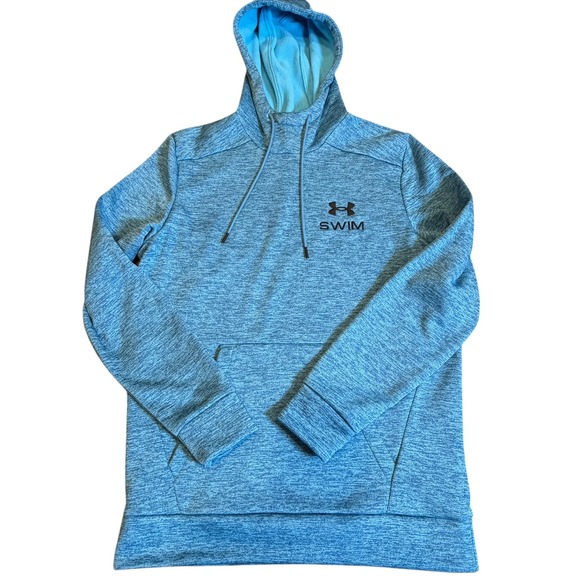 Under Armour Other - Under Armour Hoodie Men Small Blue Excellent Loose Fit Fleece Swim Logo